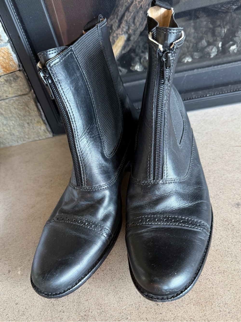 LL Bean Equestrian Style Black Leather Ankle Boots